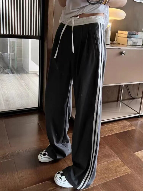[yipinjia] color blocking lace up casual pants 8998\wtt