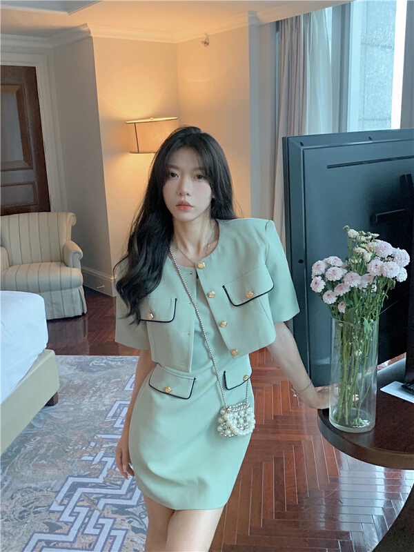 [y.jia EJA] small fragrance Short Sleeve Dress Set 1839