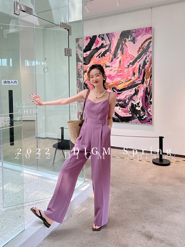 【 digm 】 French retro slim wide leg suspender Jumpsuit 7938-1\zxx
