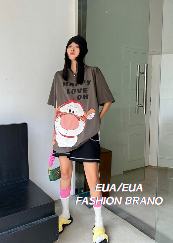 [European and American trend] front and back Tigger printed short sleeve T-shirt (T-shirt only) 12288\l