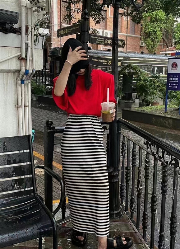 [Yan Zhen] Korean version simple leisure net color short sleeve T-shirt 98842\pcz