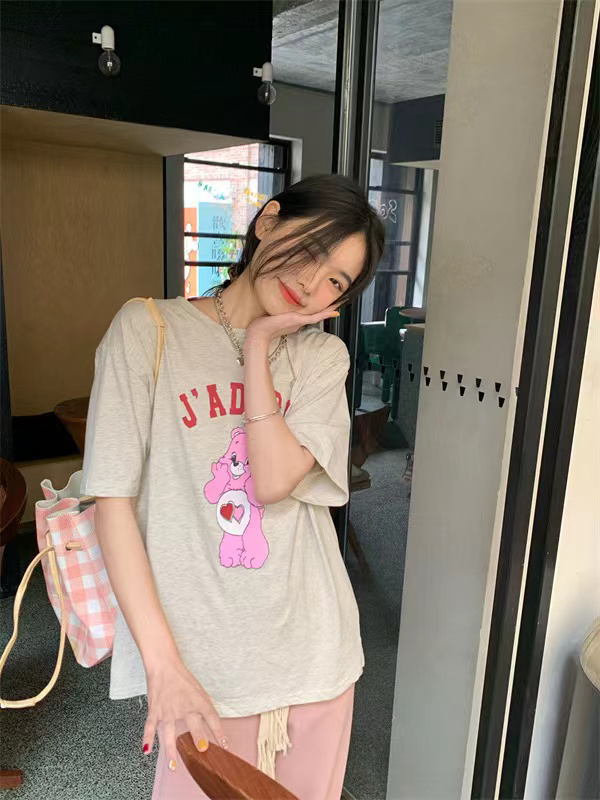 [j.2] Korean casual bear printed short sleeve T-shirt 8665\lsw