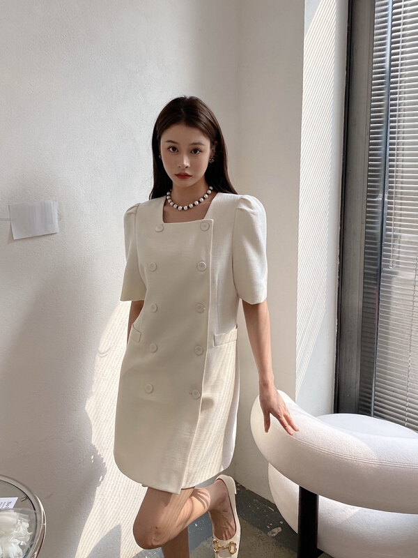 [c.h.z] light luxury simple size sister style square collar suit dress 78065\wtt
