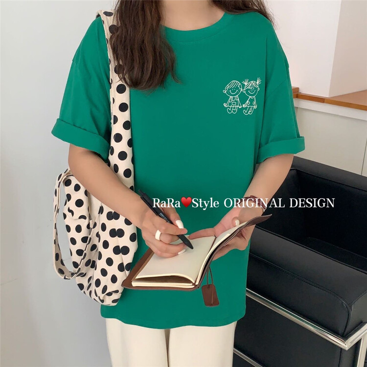 [rara] casual simple cartoon printed short sleeve T-shirt 79133\lsl