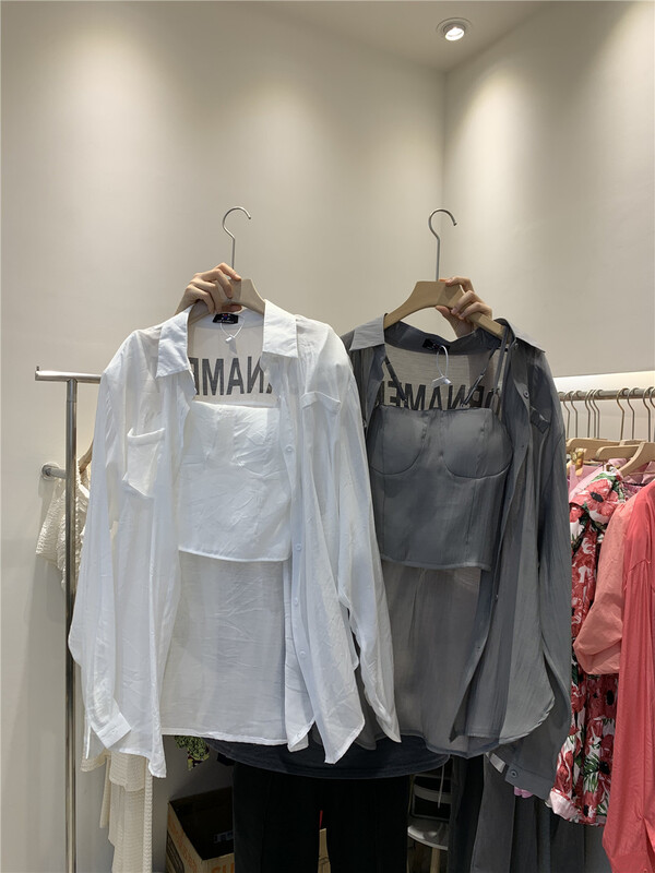 [Yan Zhen] letter fashion shirt + suspender vest suit 34463\pcz