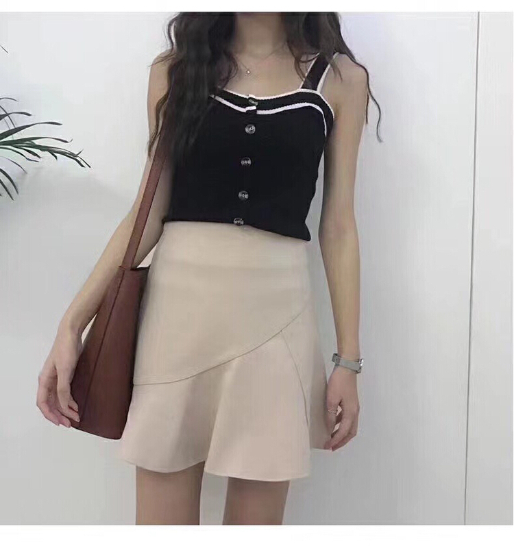 [Tongtong] simple solid color versatile slim skirt 916\hjy
