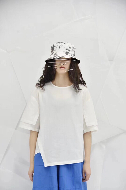 In early summer! [three and two] Japanese casual round neck irregular design shirt ss-32320\xyy