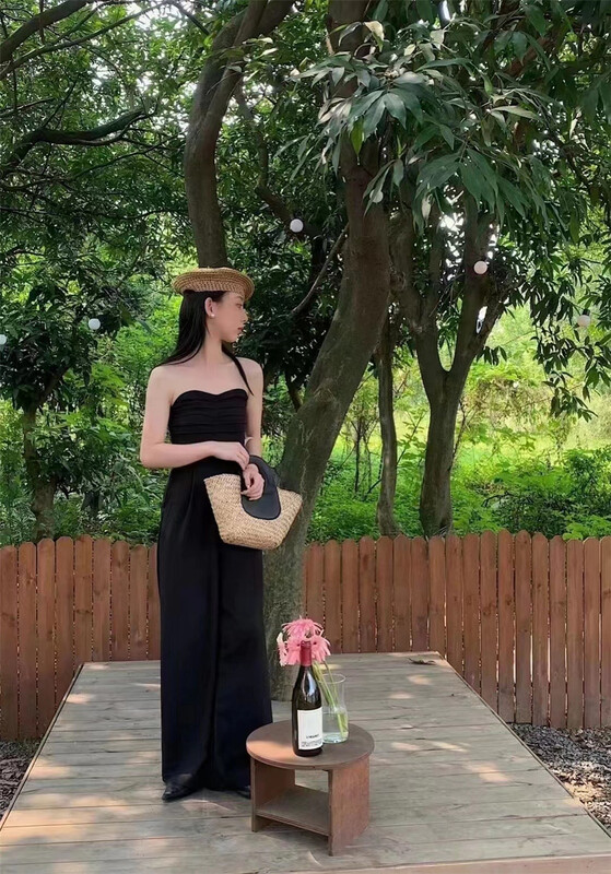 [top] modern Spice Girls' Strapless wide leg Jumpsuit 9262\zjy