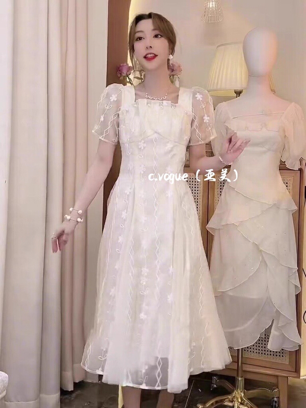 [c.vogue] fashionable medium length embroidered dress 3330\pcz