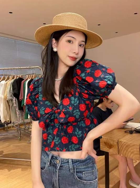 [mix] flower V-neck pullover shirt 0281\wtt