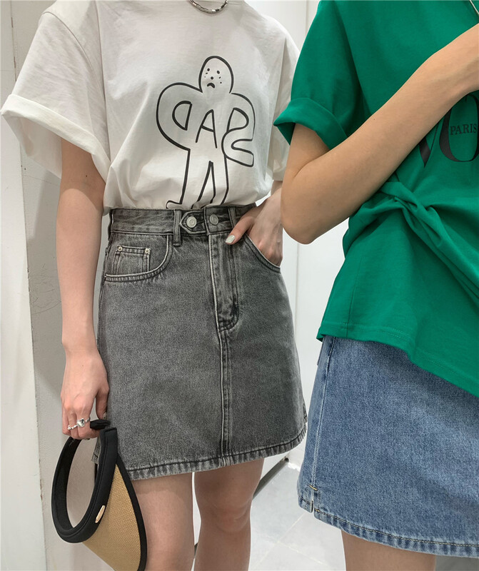 [t-platform] Korean casual small slit skinny denim skirt v8557\cqw