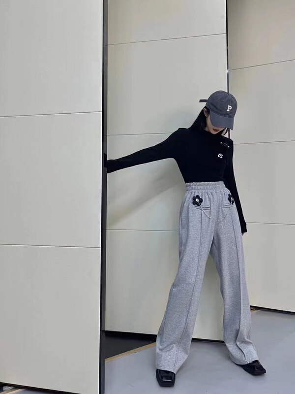 New year in early spring! [rich people] elastic waist loose personalized casual pants (with detachable chain) 1029\pcz