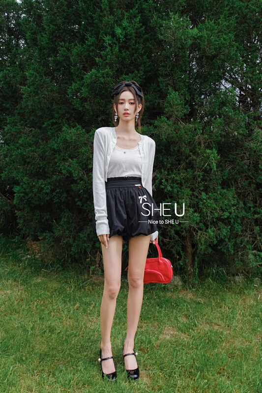 [she u] niche and versatile cherry bubble casual shorts (with cherry (non detachable)) c50290\jhy