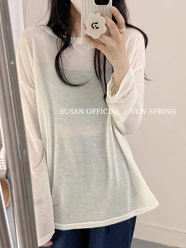 [Susan] simple casual clean color versatile sunscreen shirt 18882\lsw