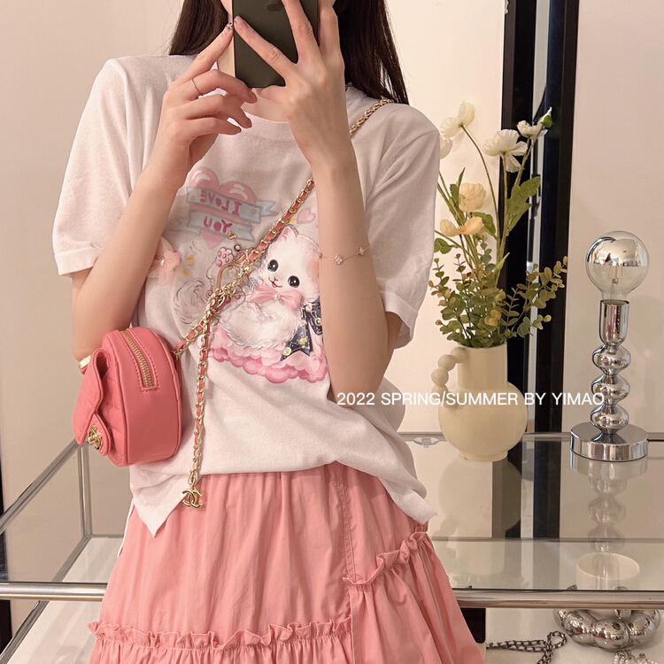 [Feimao (Yimao)] simple and versatile kitten short sleeve T-shirt ym-80033\lsl