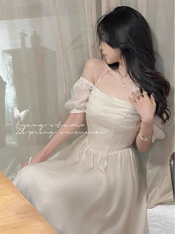 [Huaxi] neck hanging, pure desire for strength, waist closing temperament, gentle style, advanced dress 9089\pcz
