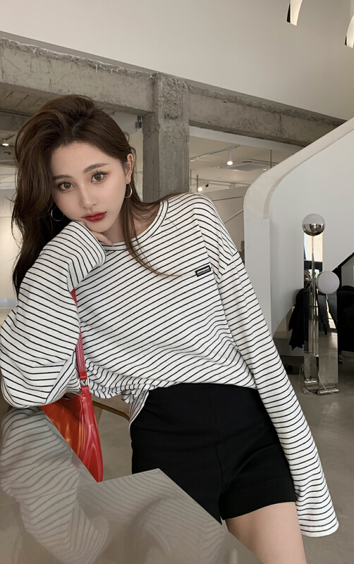 New year in early spring! [11An] Korean classic stripe long sleeve T-shirt a6099\lsl