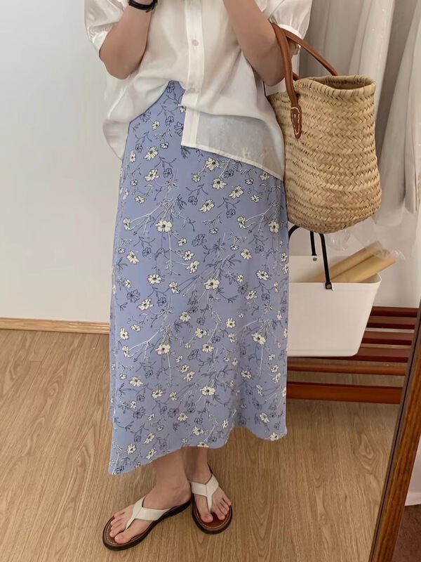 [o.lucky] elegant floral high waist slim skirt 1825\hbx