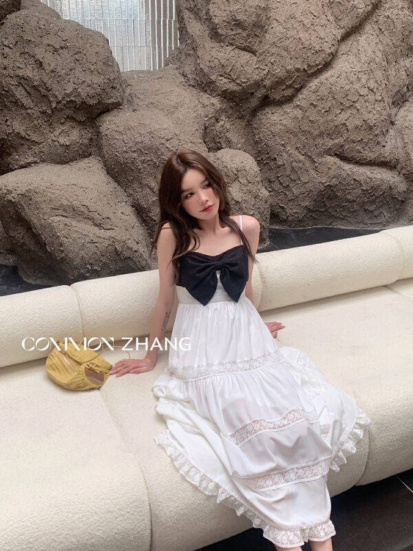 [CZ Zhang] little woman bow design suspender dress 62550\jhy