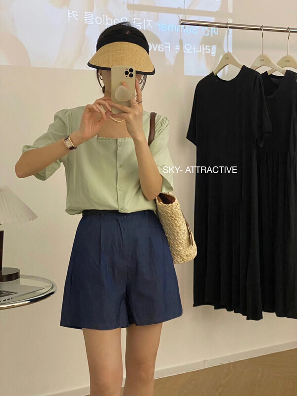 [sky] Square Neck Lace short sleeve shirt 660-1\hbx