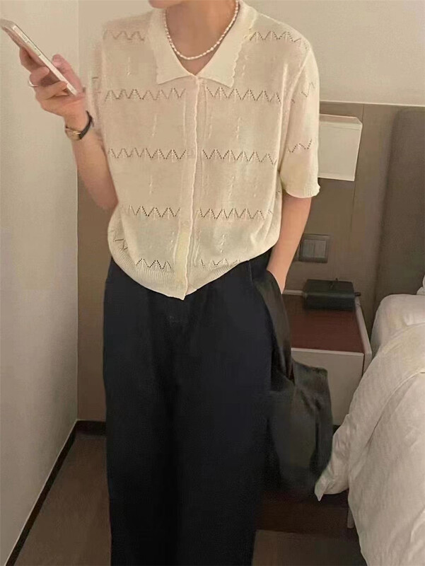 [Alibaba] Korean solid color versatile short sleeve knit cardigan 60010\lsw
