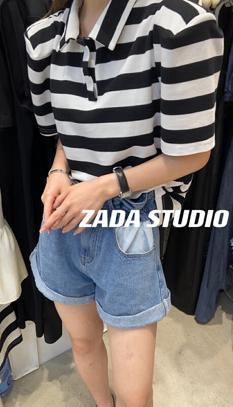 [Zada] Korean stripe versatile pullover shirt 3282\wtt