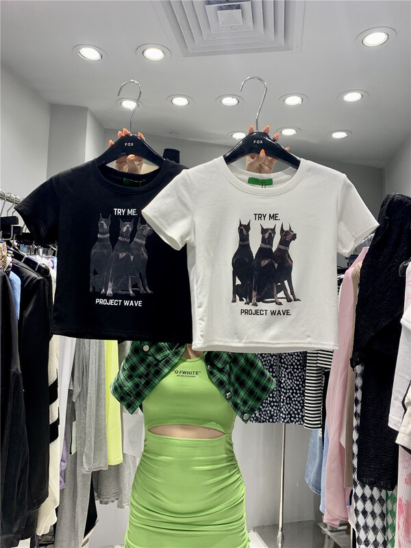 [fox] printed Pullover round neck short sleeve T-shirt ys1-a182\wtt