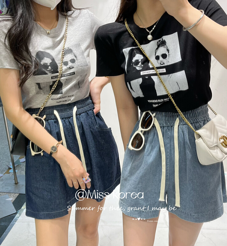 [Miss Korea] head versatile fashion Pullover short sleeve T-shirt (T-shirt only) 6873\hbx