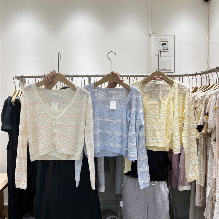 [ainnstory] Korean soft and versatile knitted cardigan + knitted vest set ys3-202\zjy