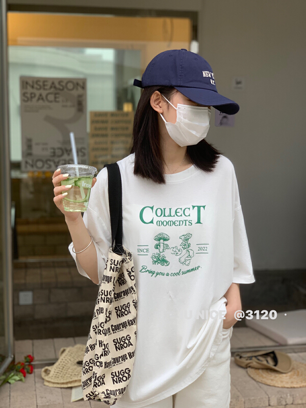 Original price 37.22! In early summer! [IU nice] lettered vegetable print short sleeve T-shirt 3120\l