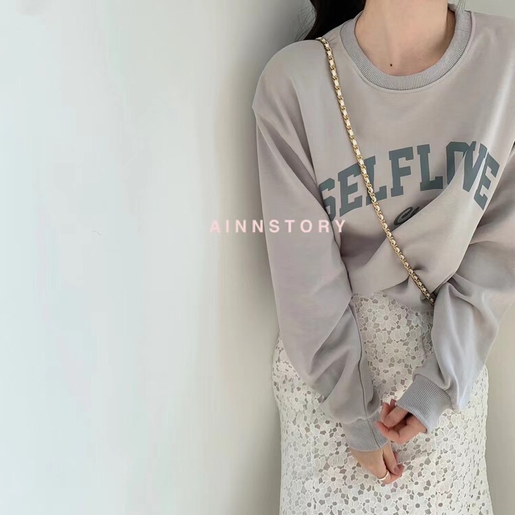 Original price 55.67! New year in early spring! [ainnstory] Korean fashion lettered printed Pullover (only for clothes) a621\hbx