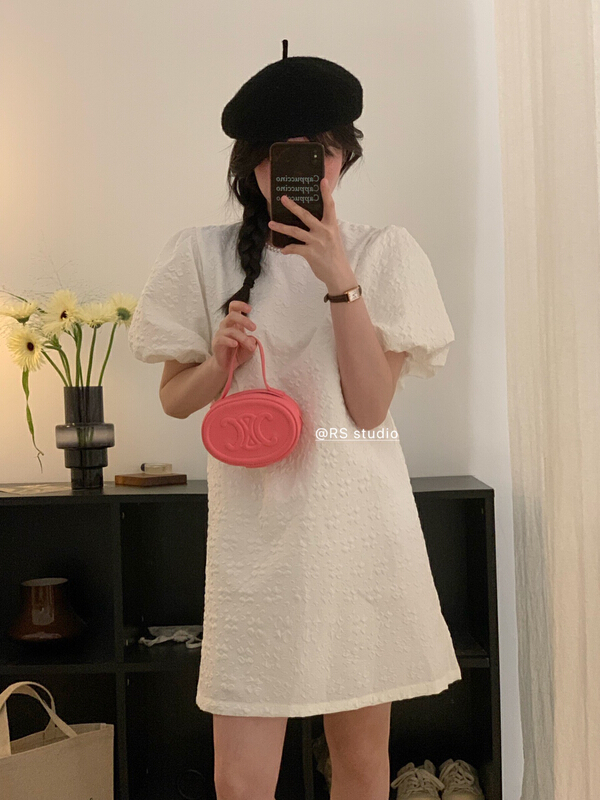 [RS] embossed pearl collar dress rs2125\xyy