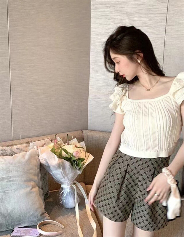 [MS studio] simple and slim short flying sleeve shirt 9183\pcz