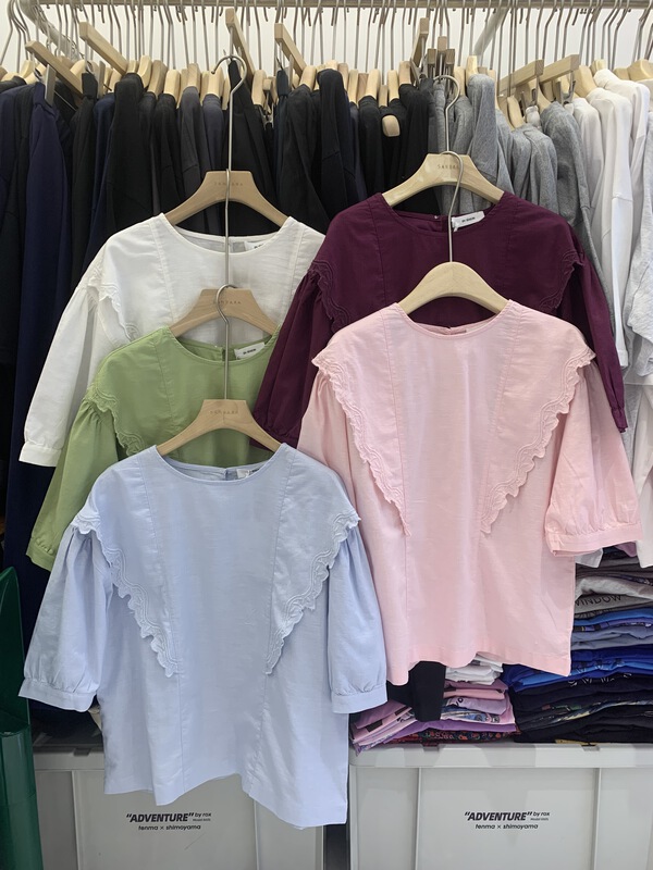 [sanbara] round neck Korean slim shirt 9569\lsw