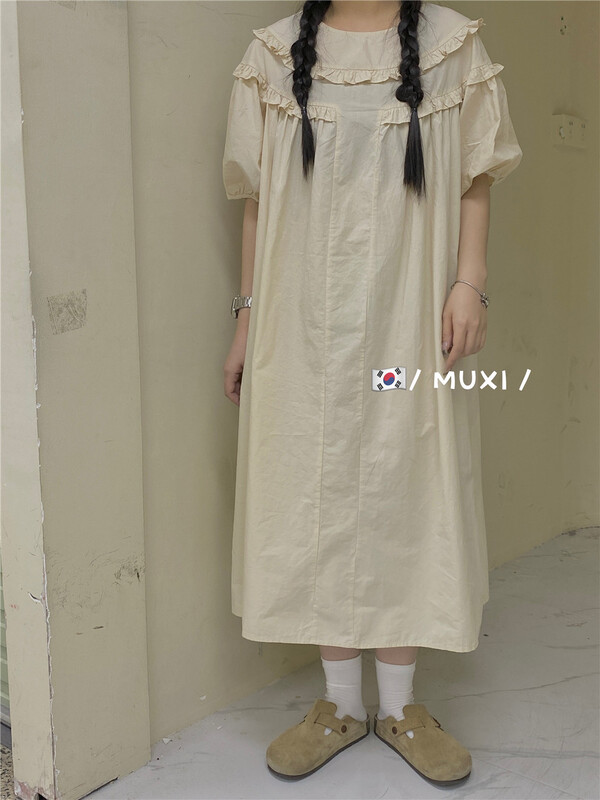 [bathing] color blocking lady Pleated Dress 1222\l