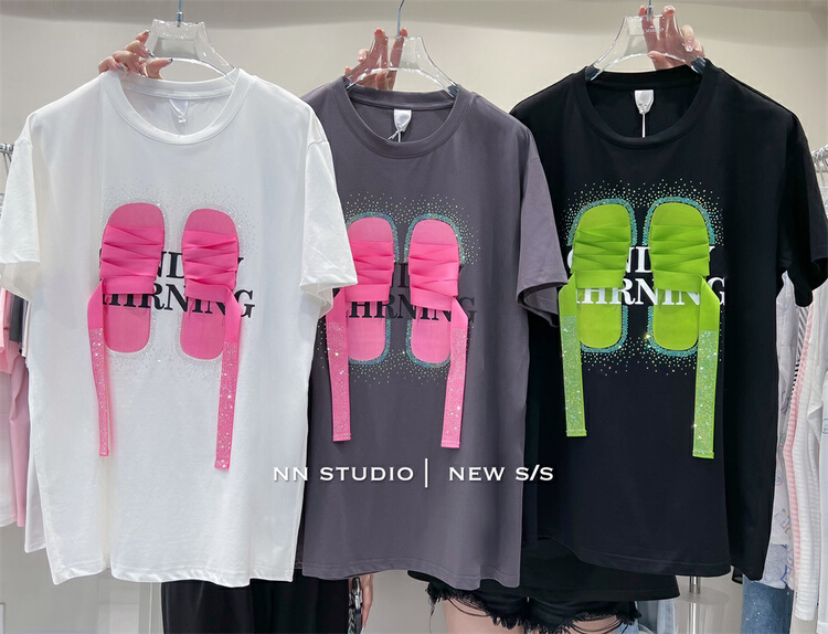 [NN] bandage letter silver fox short sleeve T-shirt 9667\xyy