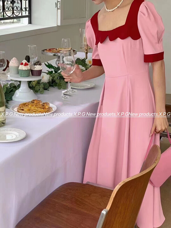 [x.p.g] Korean slim slim Ruffle Dress (with waist rope) 21138\hjy