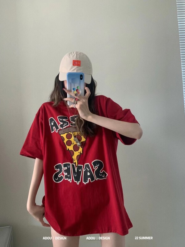 [new time /l&y home] Unisex simple pizza print short sleeve T-shirt 6181\xyy