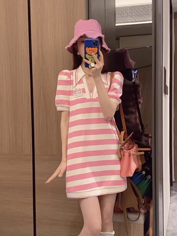 [Kiki studio] fashion stripe flower small design dress 5970\hjy