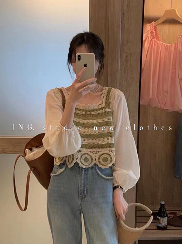 [ing] Vintage literature and art small fresh sweater 7828