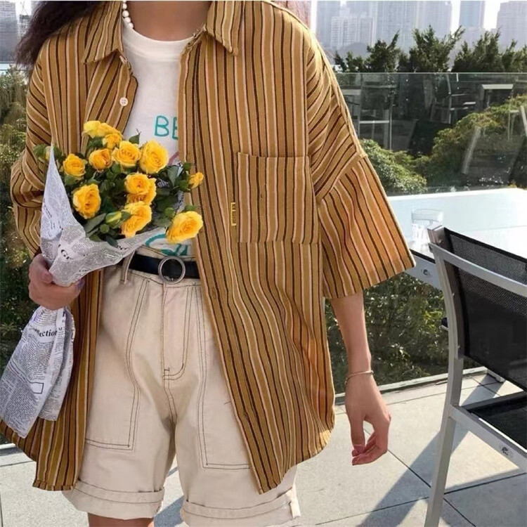 [hua+] stripe retro fashion shirt 7233\lsw