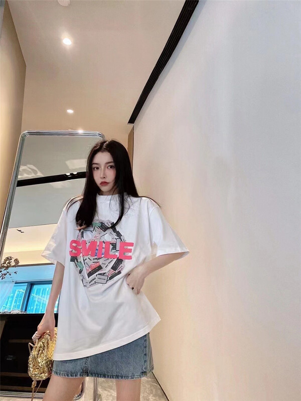 [big C studio] personalized graphic letter printed short sleeve T-shirt 1007\pcz
