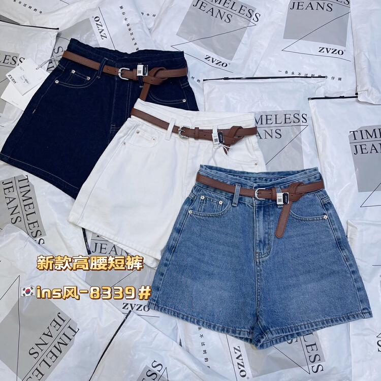 【 zvzo 】 ins casual simple version a denim shorts (with belt) hz8339-2
