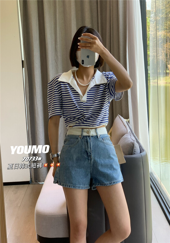 [suxinlan /youmo] patchwork retro denim shorts 70733\lsl