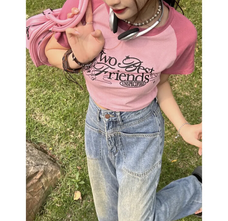 [1to3] round neck letter printed Spice Girls' blouse (excluding necklace) 137\lsw