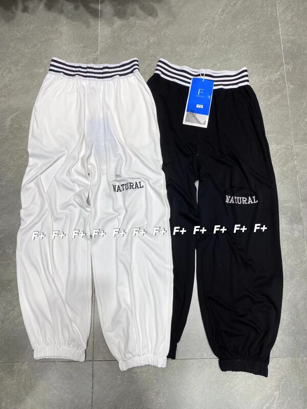 【F】 Elastic waist hole embroidered letter casual pants 1509\hbx