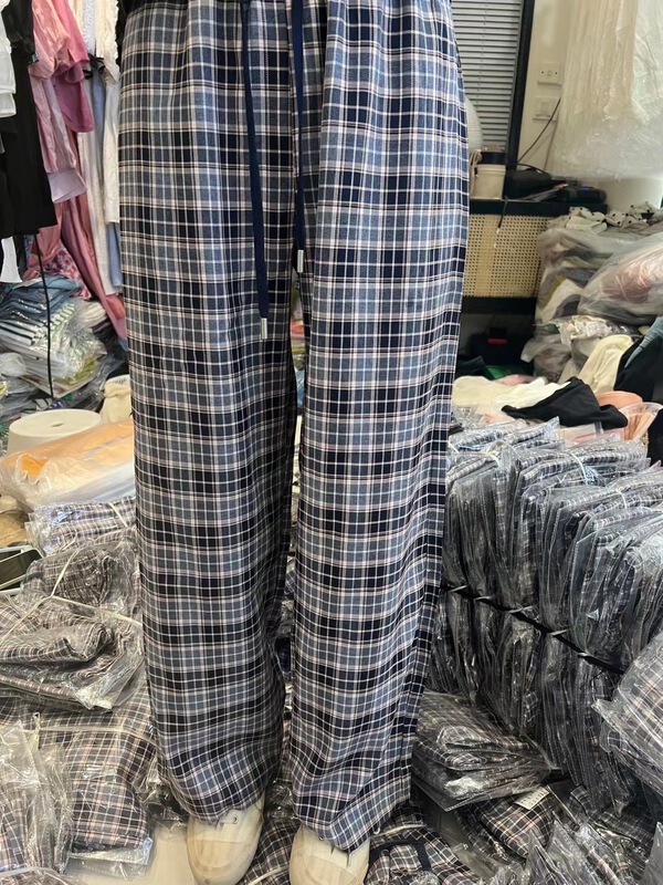 [hey Bella] Plaid high waist comfortable casual pants 1662\ll