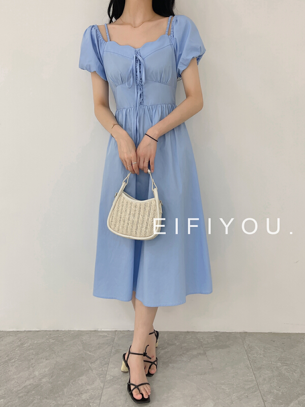 [EI fi you] Han style slim one shoulder bandage two-piece dress 5081\lsl