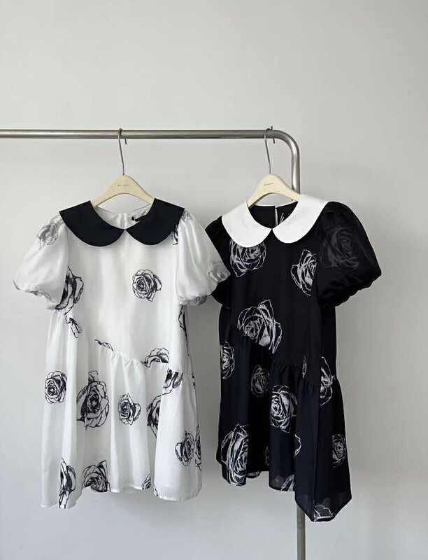 [RS] baby collar rose print dress rs2228\xyy