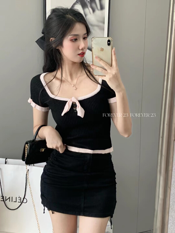 [forever23] Korean Xiaoxiang bow knit a1080\hjy